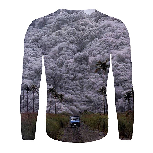 

Men's T shirt Graphic Long Sleeve Daily Tops Basic Elegant Gray
