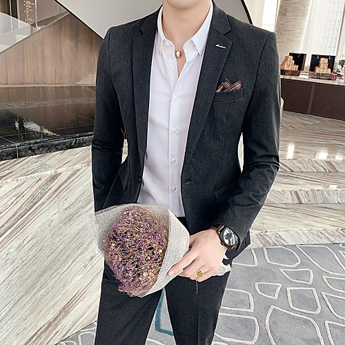

Tuxedos Tailored Fit Notch Single Breasted One-button Polyester Solid Colored / Classic