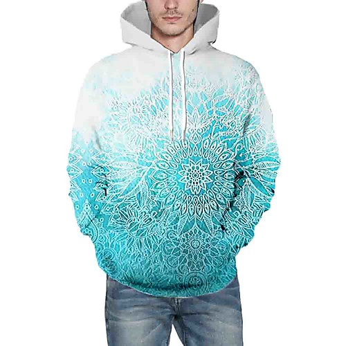 

Men's Pullover Hoodie Sweatshirt Graphic Daily 3D Print Basic Hoodies Sweatshirts Blue