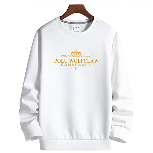 

Men's Pullover Sweatshirt Graphic Text Letter Round Neck Daily Going out Casual Streetwear Hoodies Sweatshirts White Black Blue