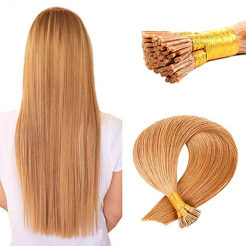 

Fusion / I Tip Hair Extensions Virgin Human Hair Remy Human Hair Human Hair Stick Tip Hair Extensions 50 pcs 50 g Pack Straight Black / Blonde 16-24 inch Hair Extensions