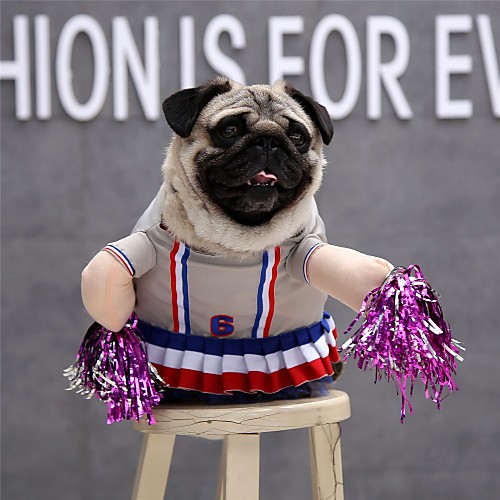 

Dog Cat Halloween Costumes Costume Dress Stripes Cheerleader Cosplay Cute Christmas Party Dog Clothes Puppy Clothes Dog Outfits Breathable Pink Costume for Girl and Boy Dog Polyester S M L XL
