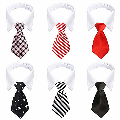 

bow tie dog collar, 6 pieces adjustable pets dog cat neck ties pet necktie with suit white collar for medium large dogs tuxedo costumes grooming accessories, dog tux ties for wedding