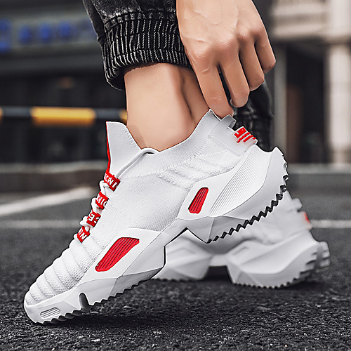 

Men's Trainers Athletic Shoes Sporty Casual Daily Outdoor Running Shoes Fitness & Cross Training Shoes Tissage Volant Breathable Wear Proof Black and White Pink / White White Summer Fall