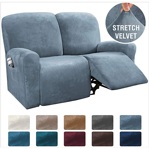 

1 Set of 6 Pieces Easy-Going Microfiber Stretch Sectional Recliner Sofa Slipcover, High Elastic High Quality Velvet Sofa Cover Sofa Slipcover for 2 Seats Cushion Recliner Sofa Furniture Protector