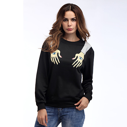 

Women's Sweatshirt Pullover Black Fashion Crew Neck Cute Letter & Number Sport Athleisure Sweatshirt Top Long Sleeve Comfortable Everyday Use Causal Daily / Winter