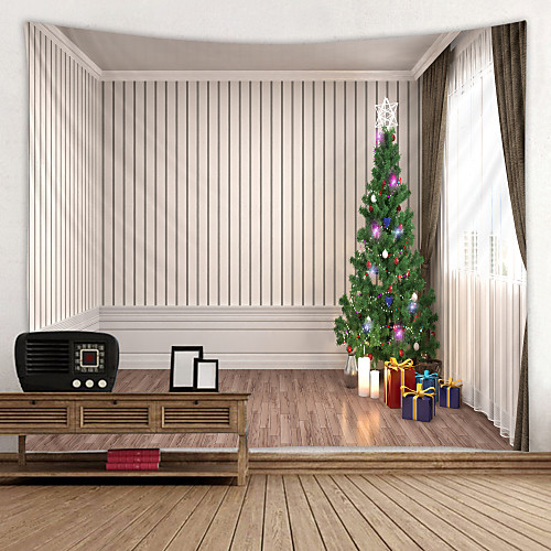 

Christmas Santa Claus Wall Tapestry Art Decor Blanket Curtain Picnic Tablecloth Hanging Home Bedroom Living Room Dorm Decoration 3D Window Christmas Tree Gift Polyester