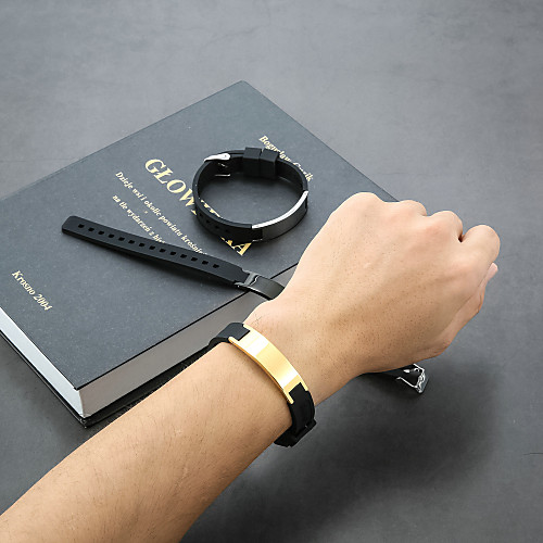 

Personalized Customized Men's Bracelet Stainless Steel Geometric Golden Black Silver