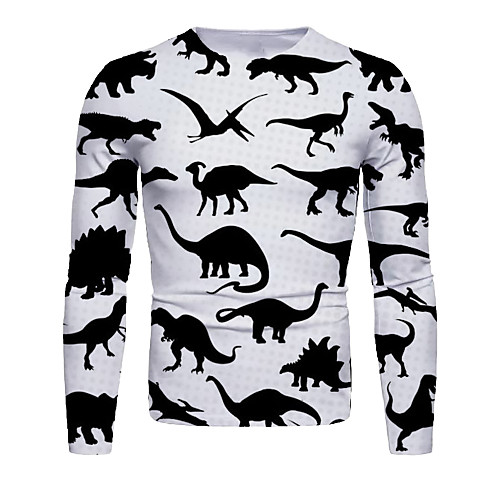 

Men's T shirt Graphic Print Long Sleeve Daily Tops Basic Elegant White