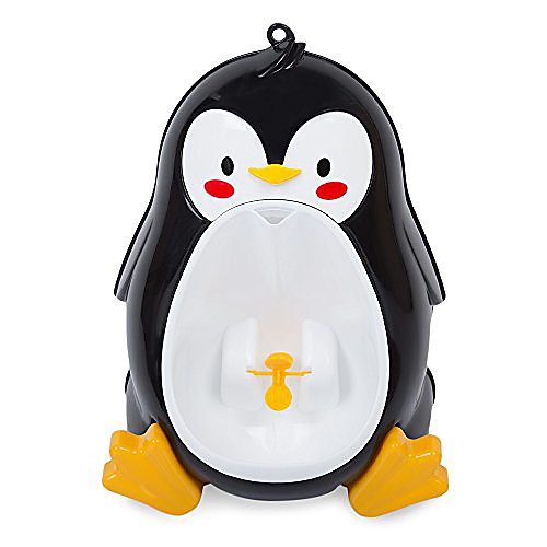 

penguin boy's baby urinal, cute portable penguin standing potty training urinal for pee trainer with funny aiming target fashion,cartoon, funny, lovely, kids, bathroom (black)