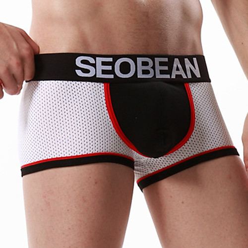 

SEOBEAN Men's Sports Underwear Shorts Boxer Briefs Bottoms Mesh Cotton Winter Fitness Gym Workout Performance Running Training Breathable Quick Dry Soft Sport White Black Red Dark Blue / Stretchy