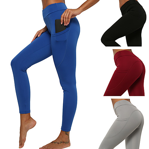 

Women's Yoga Pants Side Pockets Tights Leggings Tummy Control Butt Lift Breathable Black Red Blue Spandex Yoga Fitness Running Winter Sports Activewear High Elasticity / Quick Dry / Moisture Wicking