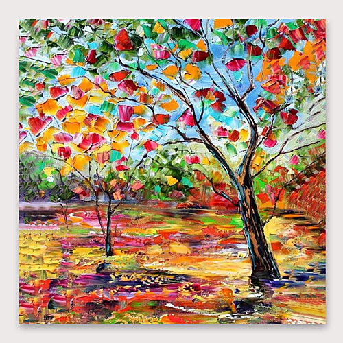 

Oil Painting Hand Painted Square Abstract Landscape Modern Stretched Canvas