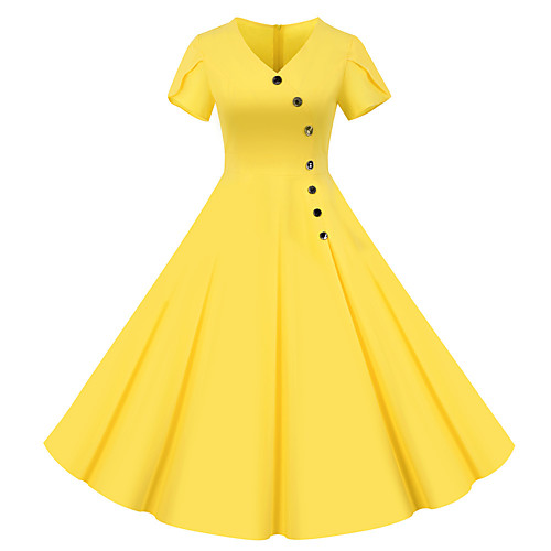 

Audrey Hepburn Polka Dots Dresses Retro Vintage 1950s Vacation Dress Dress Party Costume A-Line Dress Tea Dress Women's Costume Black / Yellow / Burgundy Vintage Cosplay Party / Evening Homecoming