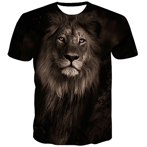 

Men's T shirt Graphic Animal Print Short Sleeve Daily Tops Streetwear Black