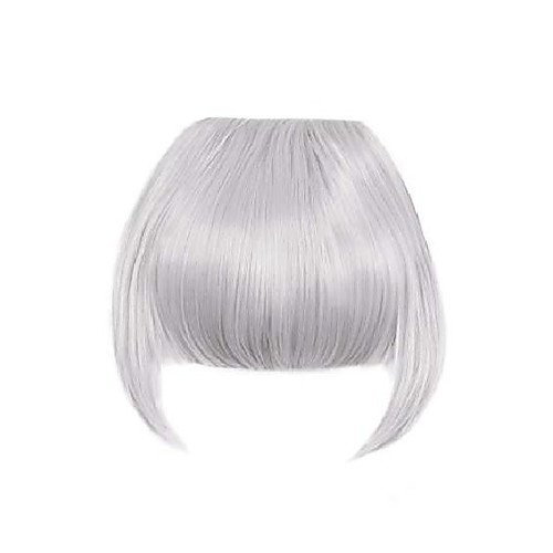 

clip in bangs fringe hair extensions with temples synthetic fashion hair-pieces sliver grey