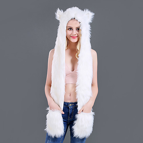 

Adults' Hat Kigurumi Pajamas Bear Onesie Pajamas Flannelette White Cosplay For Men and Women Animal Sleepwear Cartoon Festival / Holiday Costumes