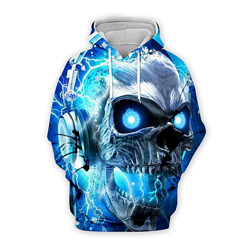 

Men's Pullover Hoodie Sweatshirt Graphic Hooded Halloween Daily Weekend Halloween Party Hoodies Sweatshirts Light Blue