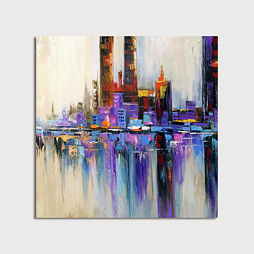 

Oil Painting Hand Painted Square Abstract Floral / Botanical Modern Stretched Canvas