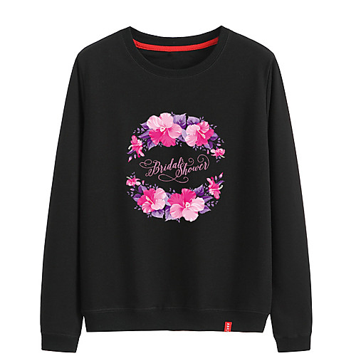 

Women's Sweatshirt Pullover Black White Pink Cartoon Crew Neck Cute Flower Letter Printed Sport Athleisure Sweatshirt Top Long Sleeve Warm Soft Comfortable Everyday Use Causal Exercising General Use
