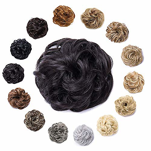 

synthetic hair bun scrunchy messy donut wavy updo elastic scrunchie medium size wedding hair pieces bridal hairpiece easy bun updos for women kids 1pcs 30g #4 dark brown