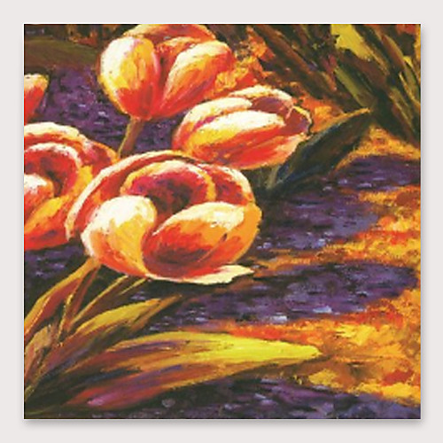 

Oil Painting Hand Painted Square Abstract Floral / Botanical Modern Stretched Canvas