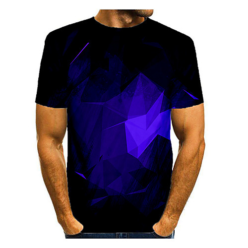 

Men's T shirt Graphic Short Sleeve Daily Tops Basic Elegant Blue