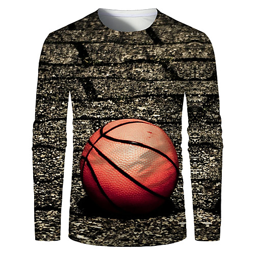 

Men's T shirt Graphic Plus Size Print Long Sleeve Daily Tops Basic Red