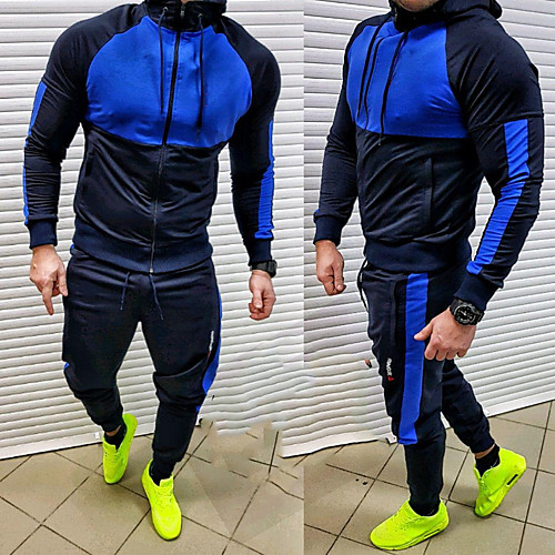 

Men's 2-Piece Full Zip Tracksuit Sweatsuit Jogging Suit Casual Long Sleeve 2pcs Breathable Quick Dry Soft Fitness Gym Workout Performance Running Training Sportswear Outfit Set Clothing Suit Hoodie