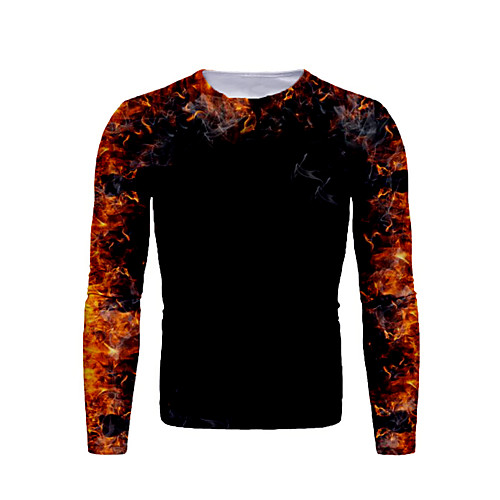 

Men's T shirt Graphic Print Long Sleeve Daily Tops Basic Black