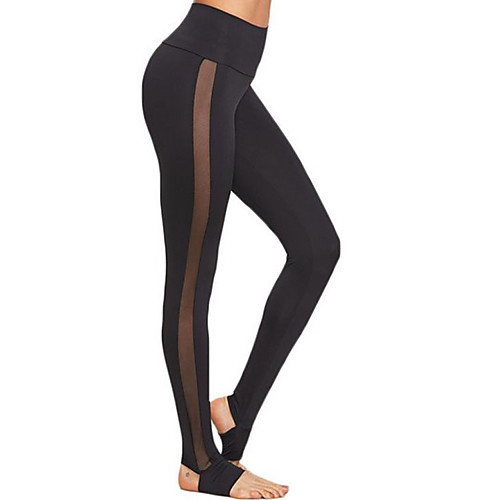 

Women's Running Tights Leggings Compression Pants Street Tights Leggings Capris See Through Mesh Winter Fitness Gym Workout Running Jogging Training Breathable Quick Dry Soft Sport Solid Colored Black