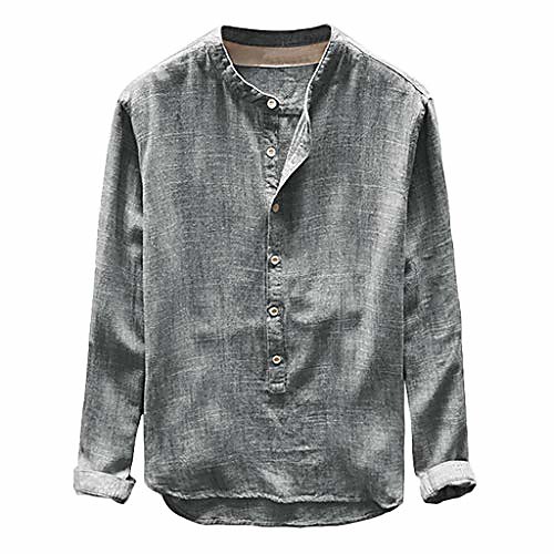 

Men's Shirt Solid Color Classic Casual Tops Yellow khaki Green