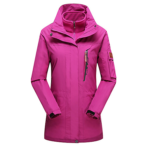 

Women's Hoodie Jacket Hiking Jacket Winter Outdoor Thermal / Warm Windproof UV Resistant Breathable 3-in-1 Jacket Top Single Slider Camping / Hiking Ski / Snowboard Fishing Black / Sky Blue / Fuchsia