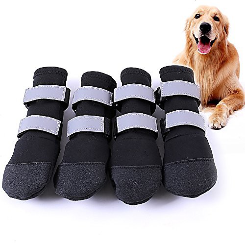 

large big dog sport shoes winter waterproof pet dog puppy boots non-slip pitbull golden retriever rain shoes (l, black)