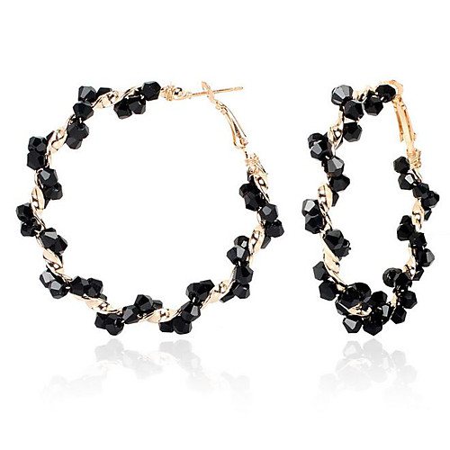 

Women's Crystal Hoop Earrings Braided Flower Love Colorful Cute Imitation Diamond Earrings Jewelry White / Black / Red For Party Wedding 1 Pair