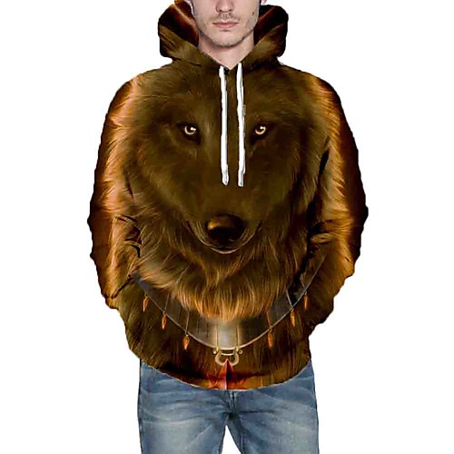 

Men's Hoodie Graphic Animal Daily Going out 3D Print Casual Hoodies Sweatshirts Brown