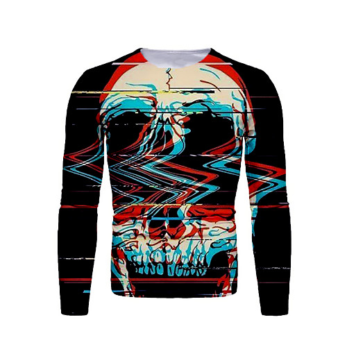 

Men's T shirt Graphic Print Long Sleeve Daily Tops Basic Black