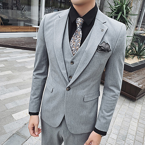 

Tuxedos Standard Fit Notch Single Breasted One-button Polyester Solid Colored