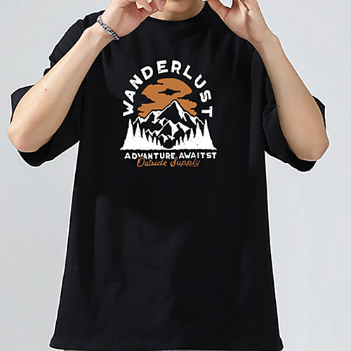 

Men's T shirt Tee / T-shirt Black White Blue Cartoon Oversized Crew Neck Cartoon Letter Printed Cool Sport Athleisure T Shirt Half Sleeve Breathable Soft Oversized Comfortable Plus Size Everyday Use