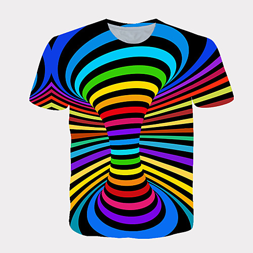 

Men's T shirt 3D Print Graphic Print Short Sleeve Daily Tops Streetwear Exaggerated Rainbow