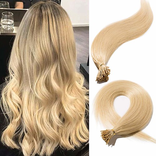 

Fusion / I Tip Hair Extensions Virgin Human Hair Remy Human Hair Human Hair Stick Tip Hair Extensions 50 pcs 50 g Pack Straight Black / Blonde 16-24 inch Hair Extensions