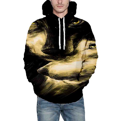 

Men's Hoodie Graphic Animal Daily Going out 3D Print Casual Hoodies Sweatshirts Black