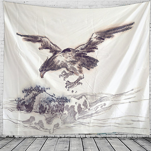 

Chinese Ink Painting Style Wall Tapestry Art Decor Blanket Curtain Hanging Home Bedroom Living Room Decoration Eagle Bird Animal Sea Ocean Wave