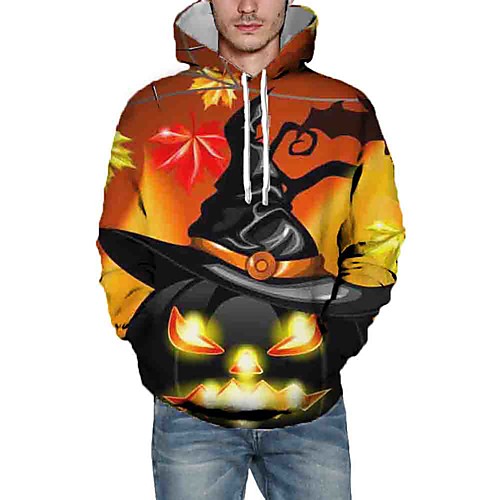 

Men's Pullover Hoodie Sweatshirt Graphic Halloween Daily 3D Print Halloween Hoodies Sweatshirts Orange