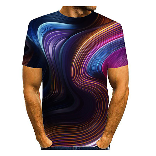 

Men's T shirt Graphic Short Sleeve Daily Tops Basic Elegant Purple