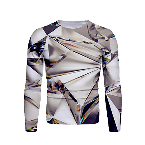 

Men's T shirt Graphic Print Long Sleeve Daily Tops Basic White
