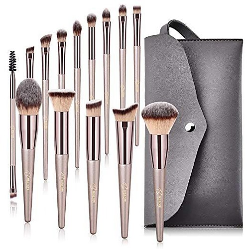 

Conical Handle Makeup Brushes 10 pcs Professional Premium Synthetic Makeup Brush Set Kit for Blending Foundation Powder Blush Concealer Eyeshadow