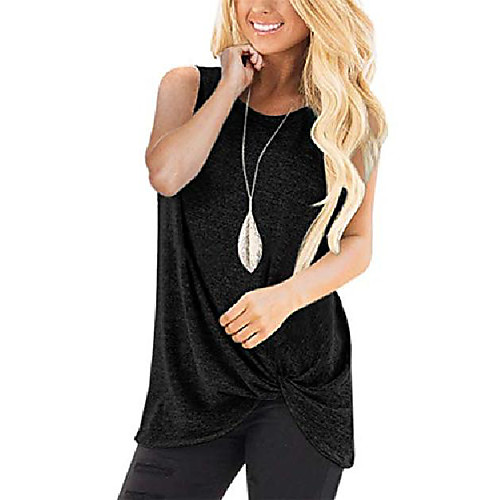 

summer tank tops for womens sleeveless pleated solid color loose casual flowy tunic tank top