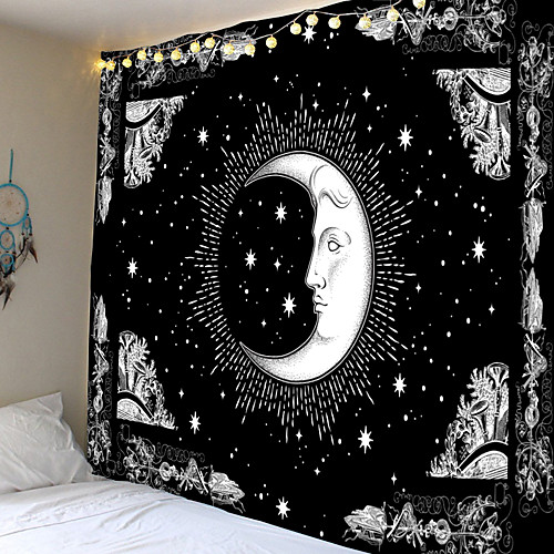 

Tarot Divination Wall Tapestry Art Decor Blanket Curtain Picnic Tablecloth Hanging Home Bedroom Living Room Dorm Decoration Mysterious Bohemian Black White Moon Galaxy