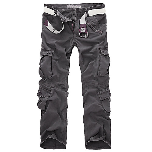 

Men's Basic Outdoor Cotton Slim Daily Tactical Cargo Pants Solid Colored Full Length Classic Black Khaki Gray / Fall / Winter